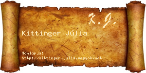 Kittinger Júlia névjegykártya